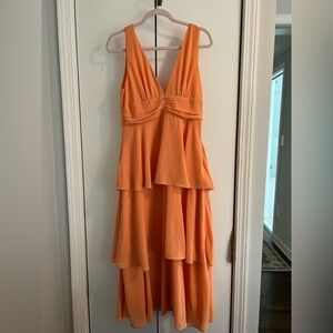 Lulu's orange ruffle maxi dress